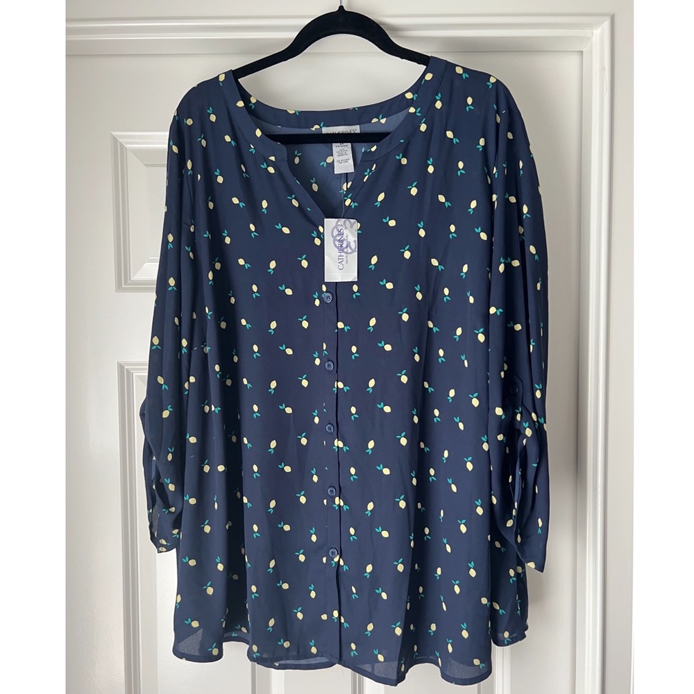 NWT Catherine’s Lemon Print Blous